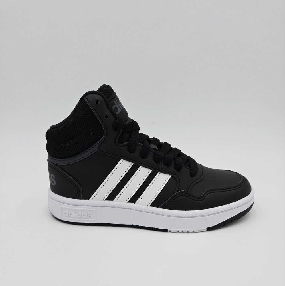 Adidas Hoops 3.0 Mid Black/White Kids Casual Athletic Sneaker GW0402  #B23